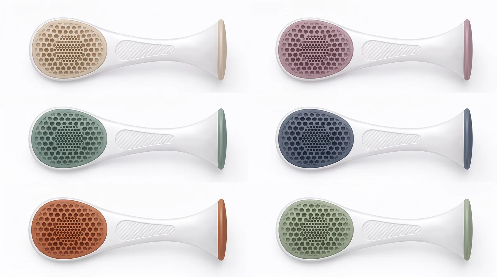 MEDORA devices in six colours with different pad textures and handle designs